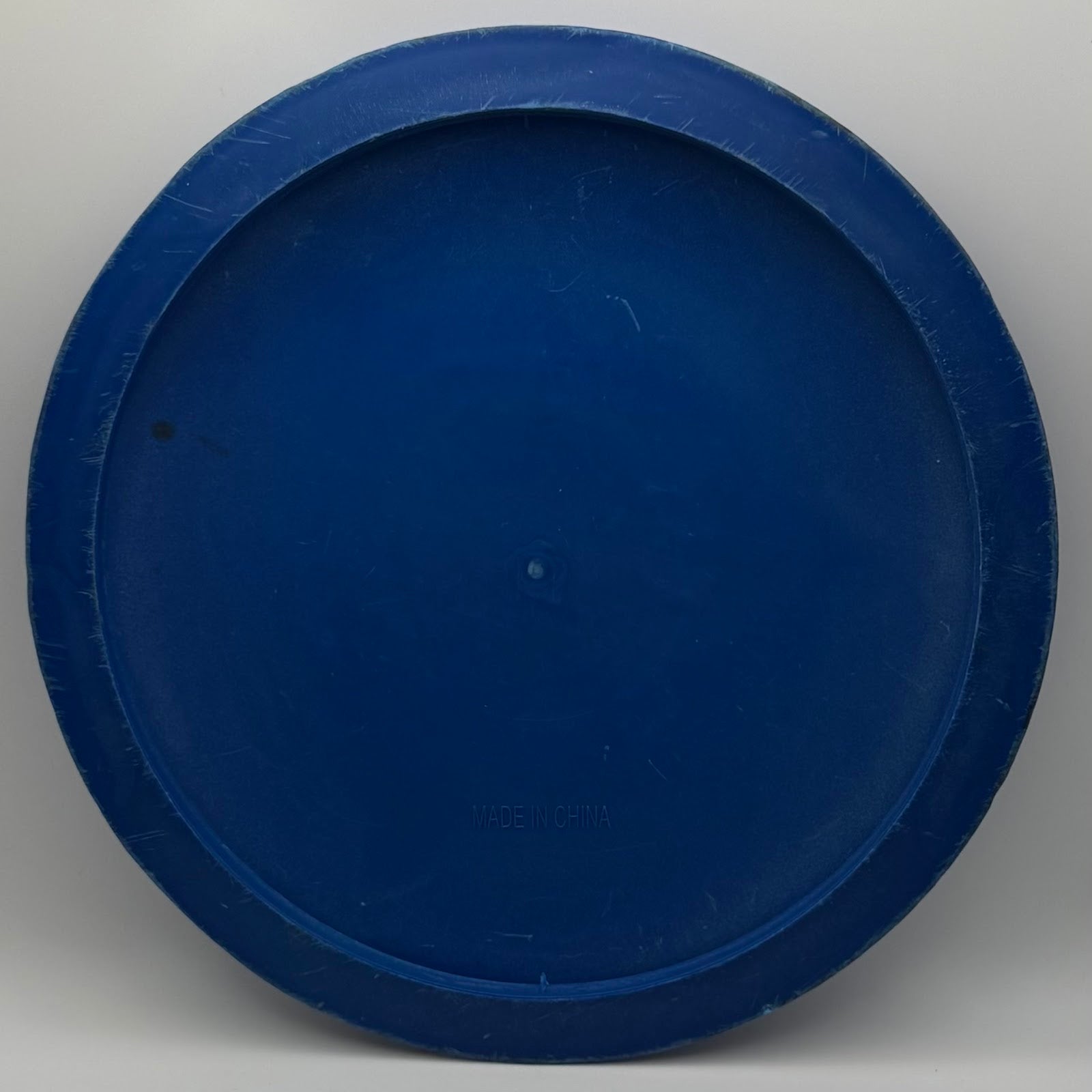 Generic Frisbee blue back showing MADE IN CHINA