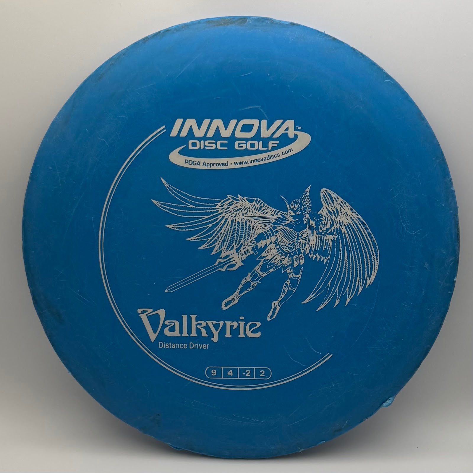Innova DX Valkyrie blue front with Valkyrie warrior stamp